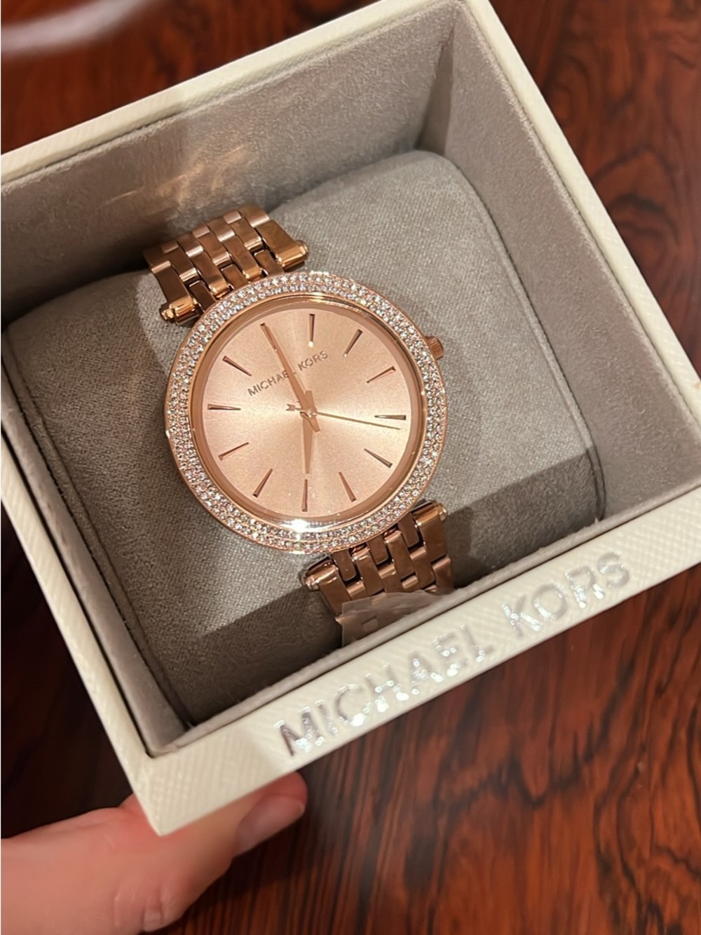 Michael Kors Rose Gold Crystal-Bezel Women's Bracelet Watch